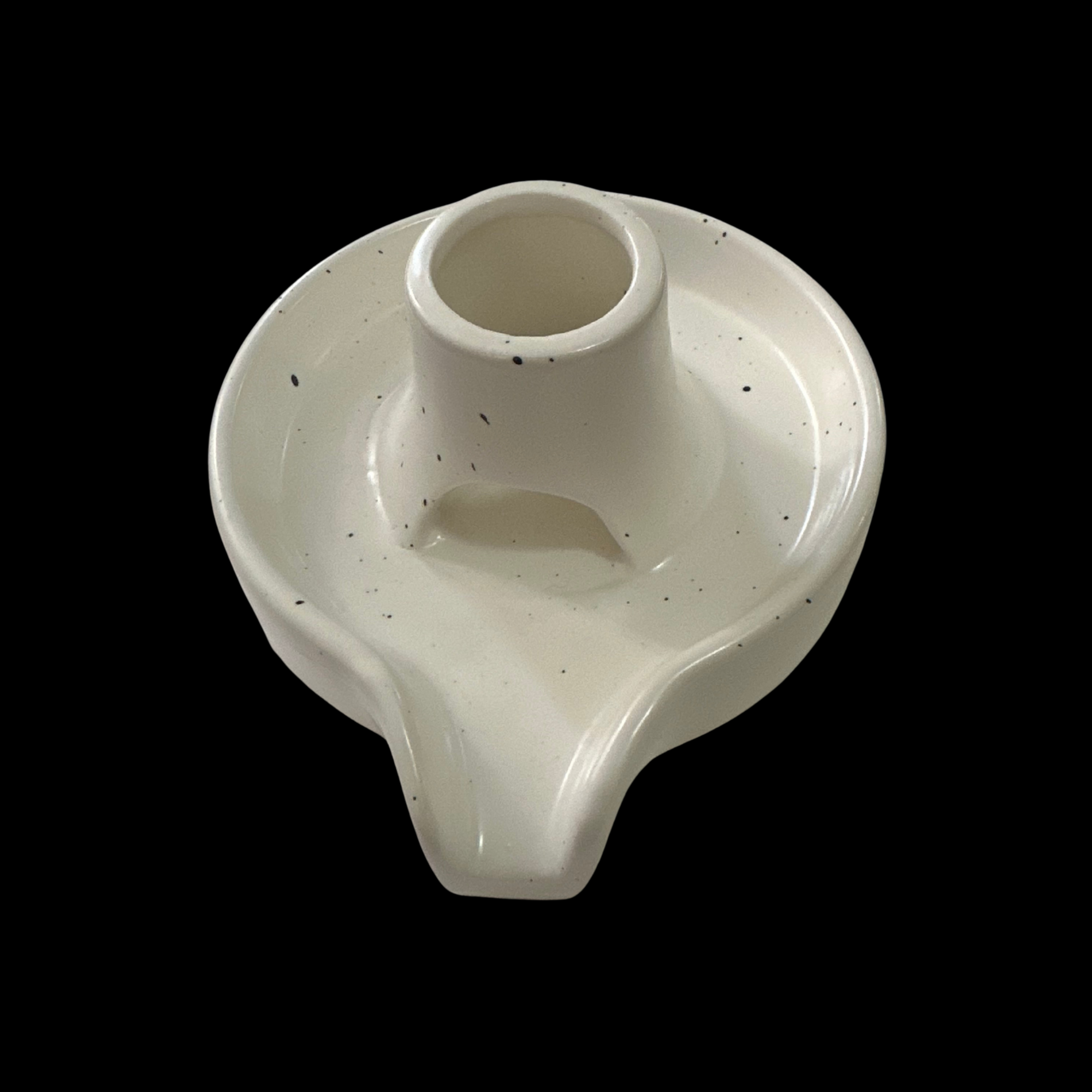 Cream speckled ceramic Sage or Palo Santo stick holder with a central socket.
