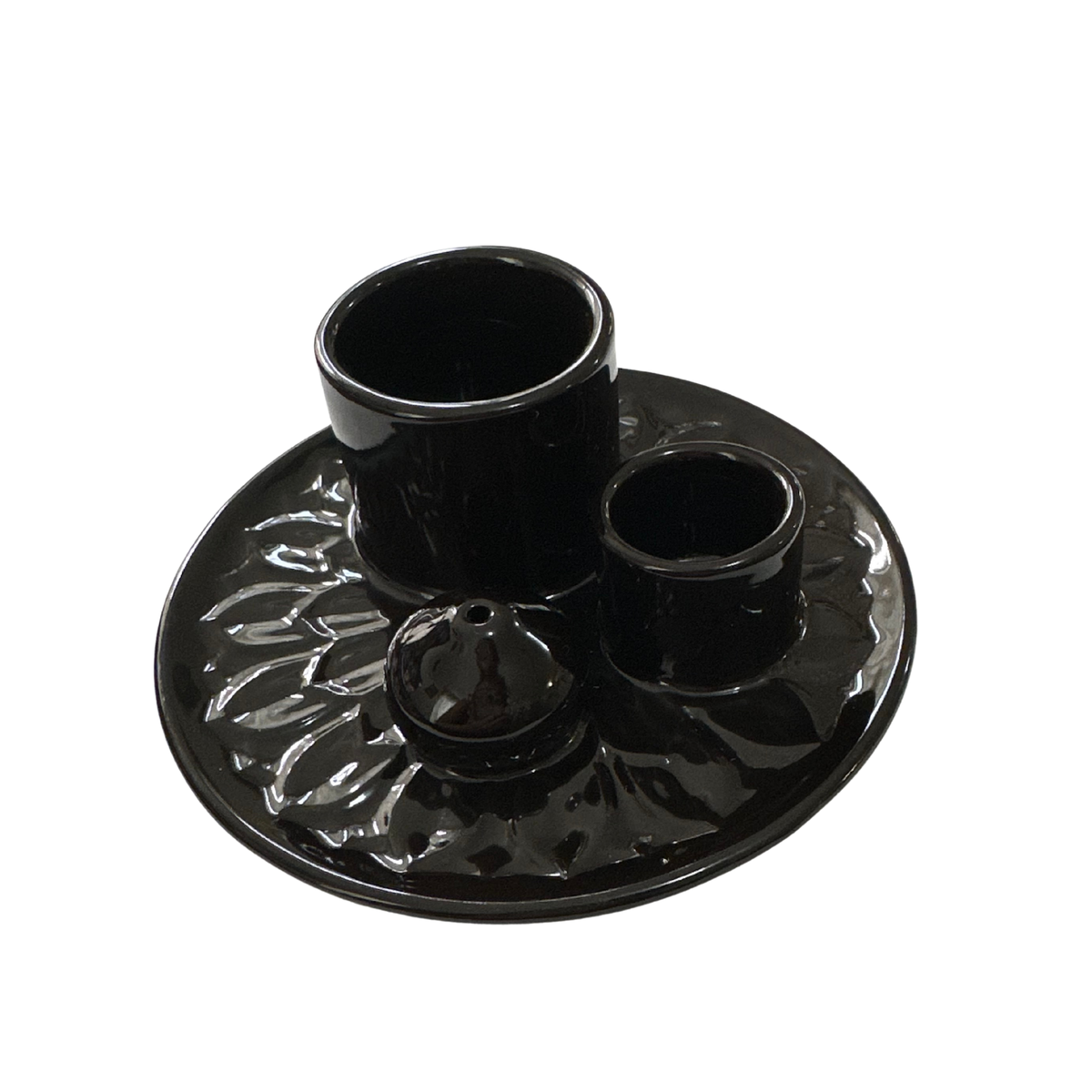 Sage Palo Santo incense stick ceramic holder black glossy with ports