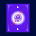 Magical card with a pentacle symbol on a purple background