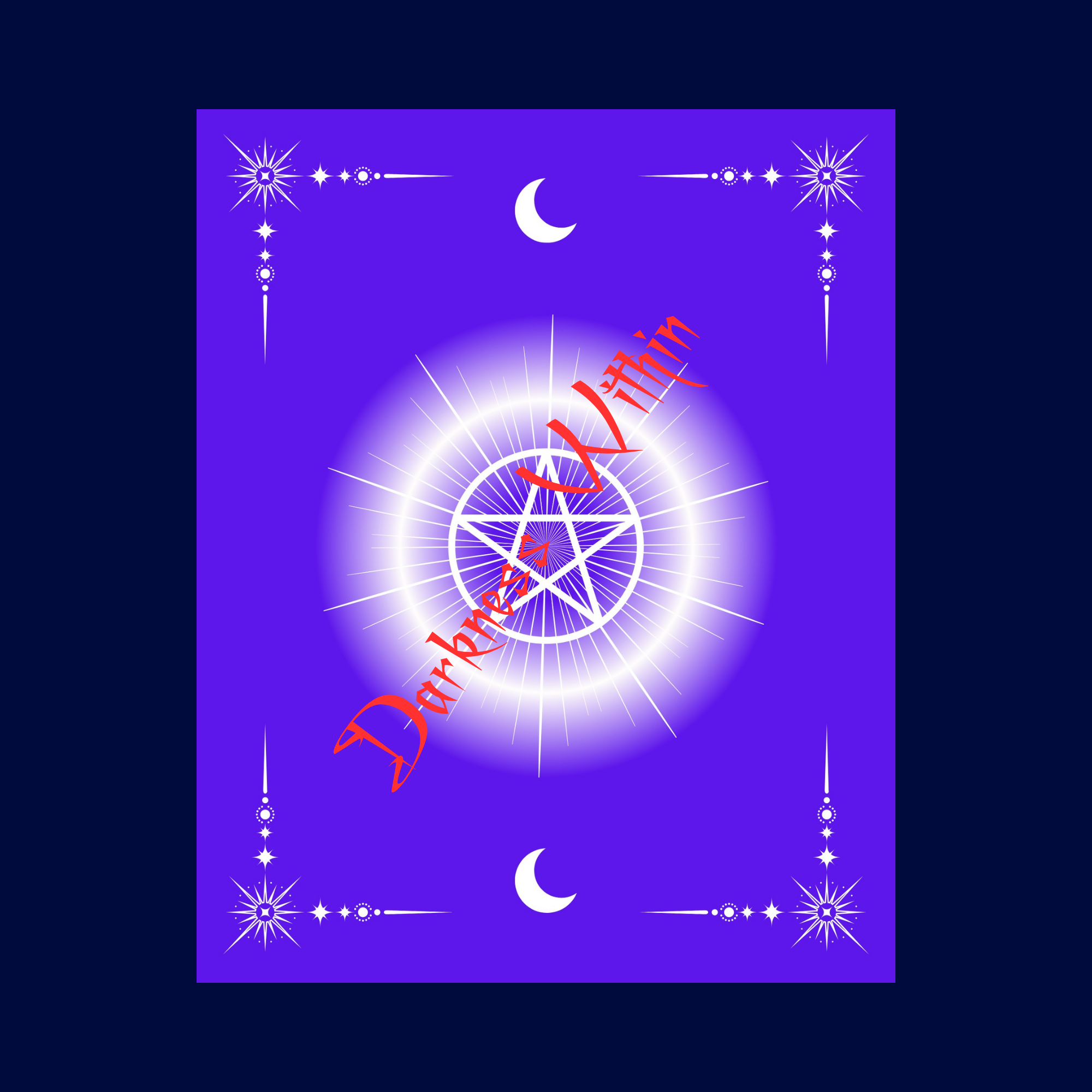 Magical card with a pentacle symbol on a purple background