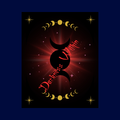 Dark poster with 'Darkness Within'  watermark and moon phases silhouette with glowing lion behind 