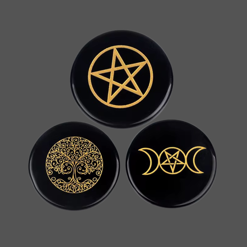 ***COMING SOON*** Black Obsidian Carved Meditation Rune Alter Stone Life Tree