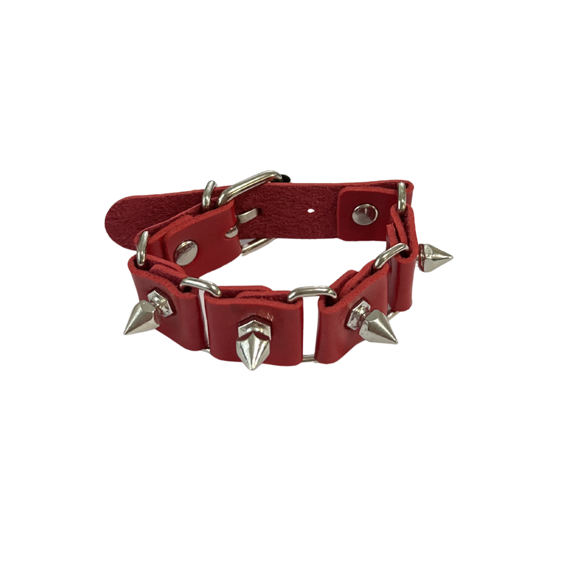 Goth Spike Studded Wrist Cuff Red