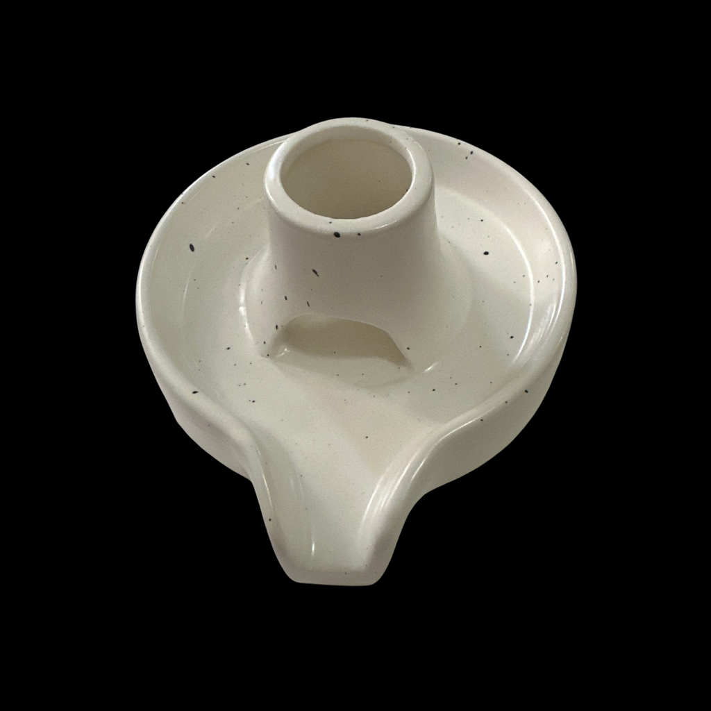 Cream speckled ceramic Sage or Palo Santo stick holder with a central socket.