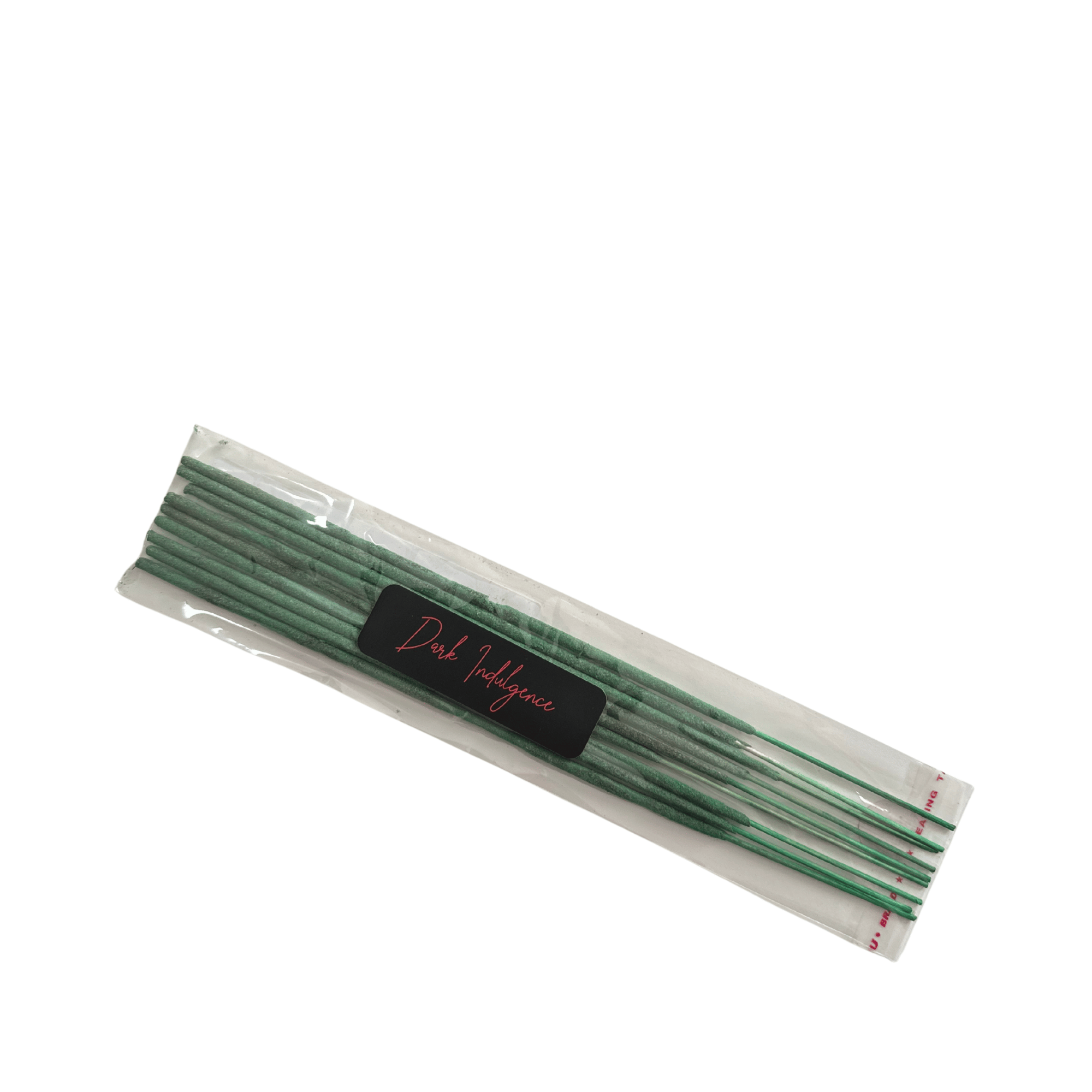 Lemongrass Incense Sticks in clear plastic wrapper with green sticks and black label.