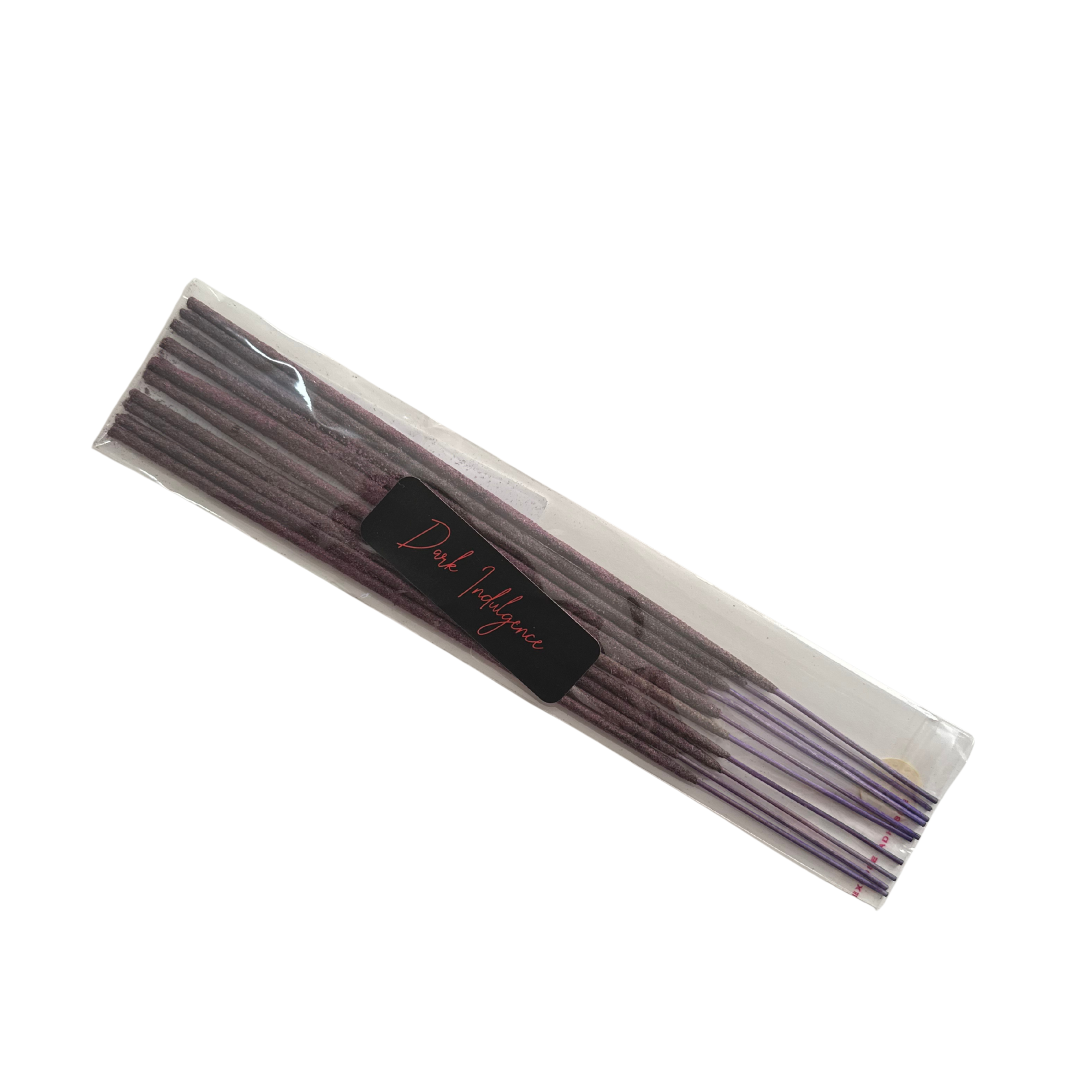 Lavender Incense Sticks by Dark Indulgence in sealed packaging with purple sticks