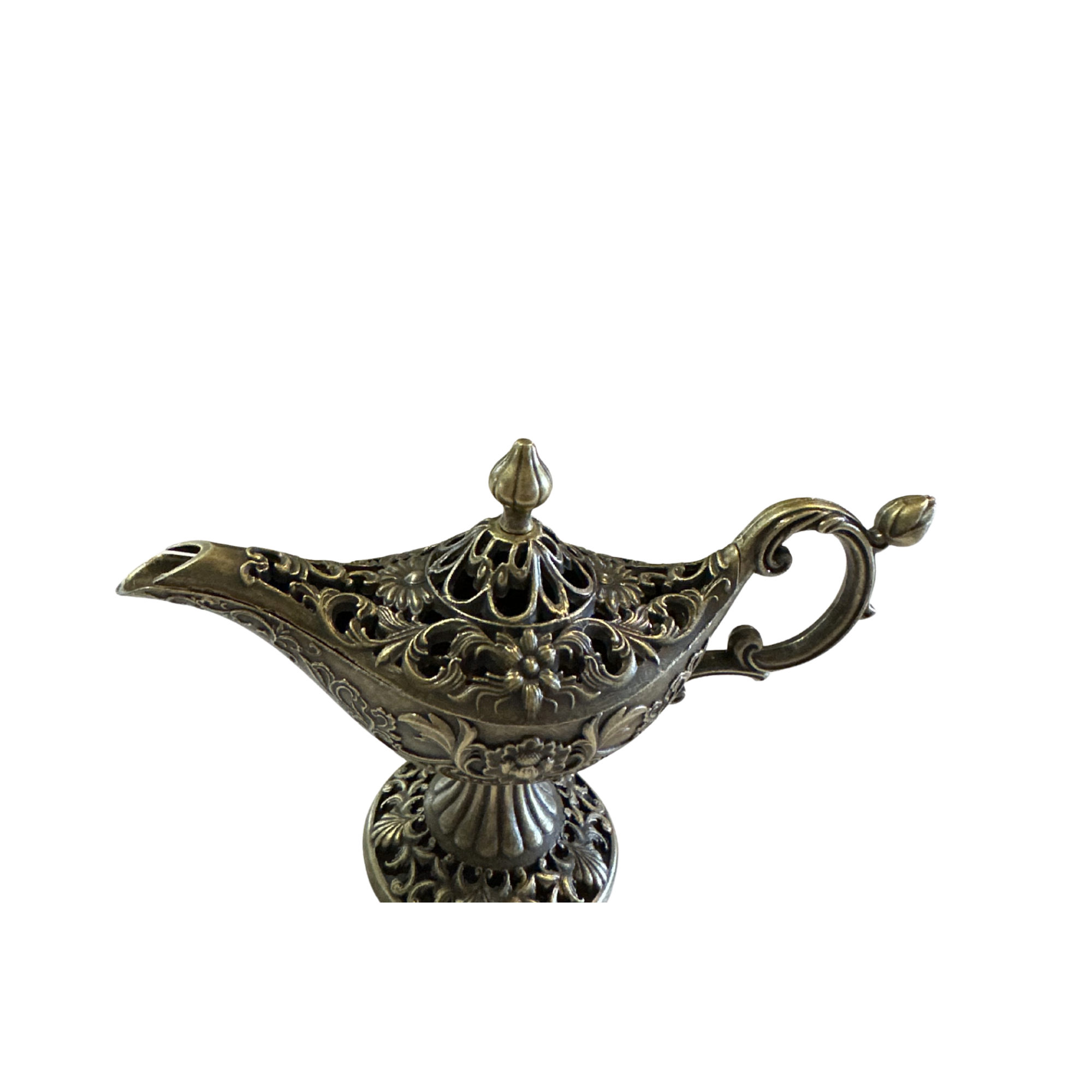 Decorative brass magic lamp on a white background