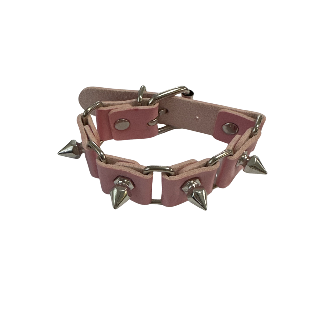 Goth Spike Studded Wrist Cuff Pink